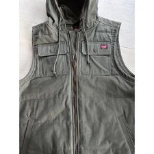 Wrangler Workwear Men's Quilted Lined Hooded Vest Olive Green Large