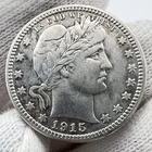 1915-D Barber Quarter 1/4 Dollar 90% Silver 25c Denver US Coin