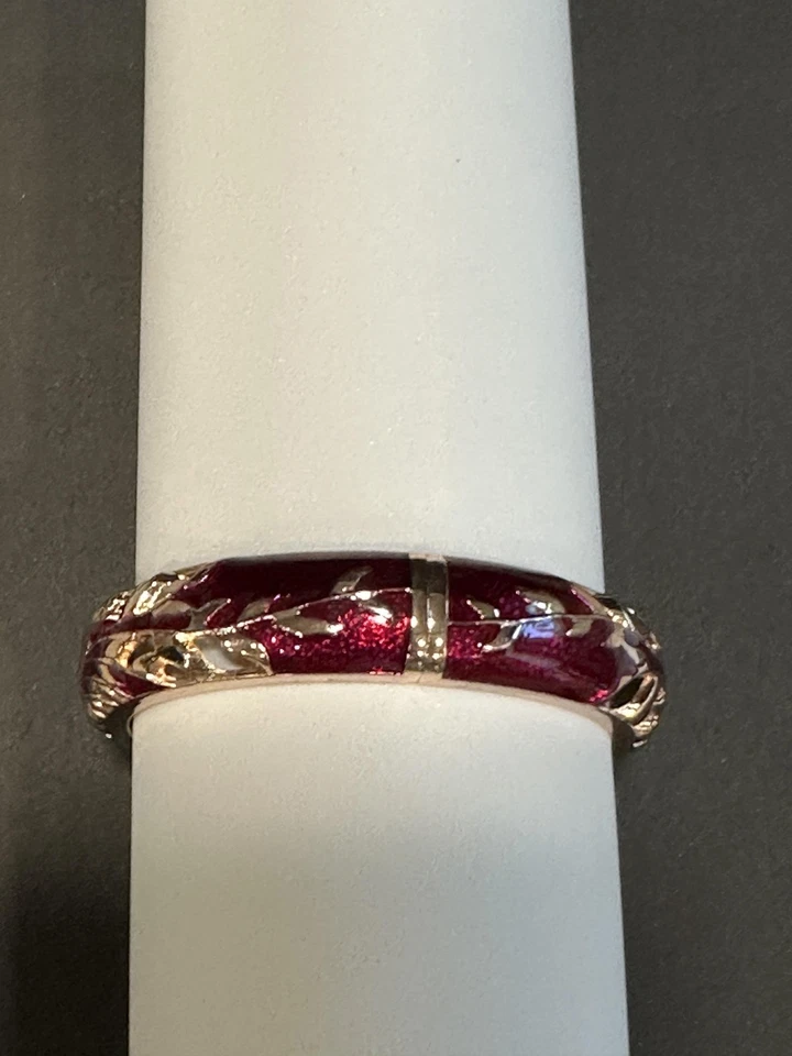 Brazalete Brazalete Bisagra Esmalte Cloisonné Tono Dorado Floral Colibrí Pájaro De Colección Foto 4 de 4