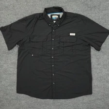 Magellan Outdoors Shirt Mens 2XL Black Fishing Button Front Short Sleeve Nylon