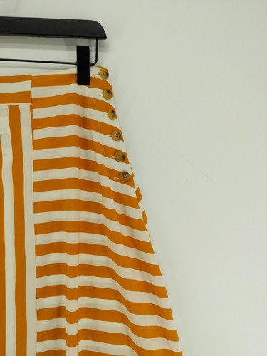 Topshop Damen Midirock UK 10 orange gestreift 100% Polyester Midi A-Linie - Bild 4 von 5