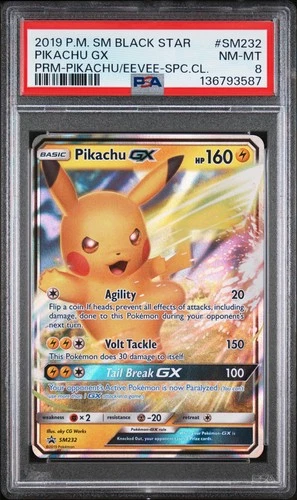 2019 POKEMON SM SPECIAL COLLECTION PROMO #SM232 PIKACHU GX PSA 8