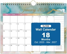 SUNEE Calendar 2026 Wall- 18 Months Wall Calendar Oct. 2025 - Mar. 2027, 11"x8.5