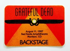 Grateful Dead Backstage Pass Red Rocks Morrison Colorado CO 8/11/87 8/11/1987 GD