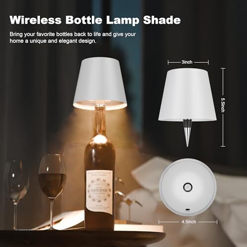 Wireless Bottle Lamp,LED Cordless Wine Bottles Table Lamp Rechargeable 1 White - Picture 7 of 8
