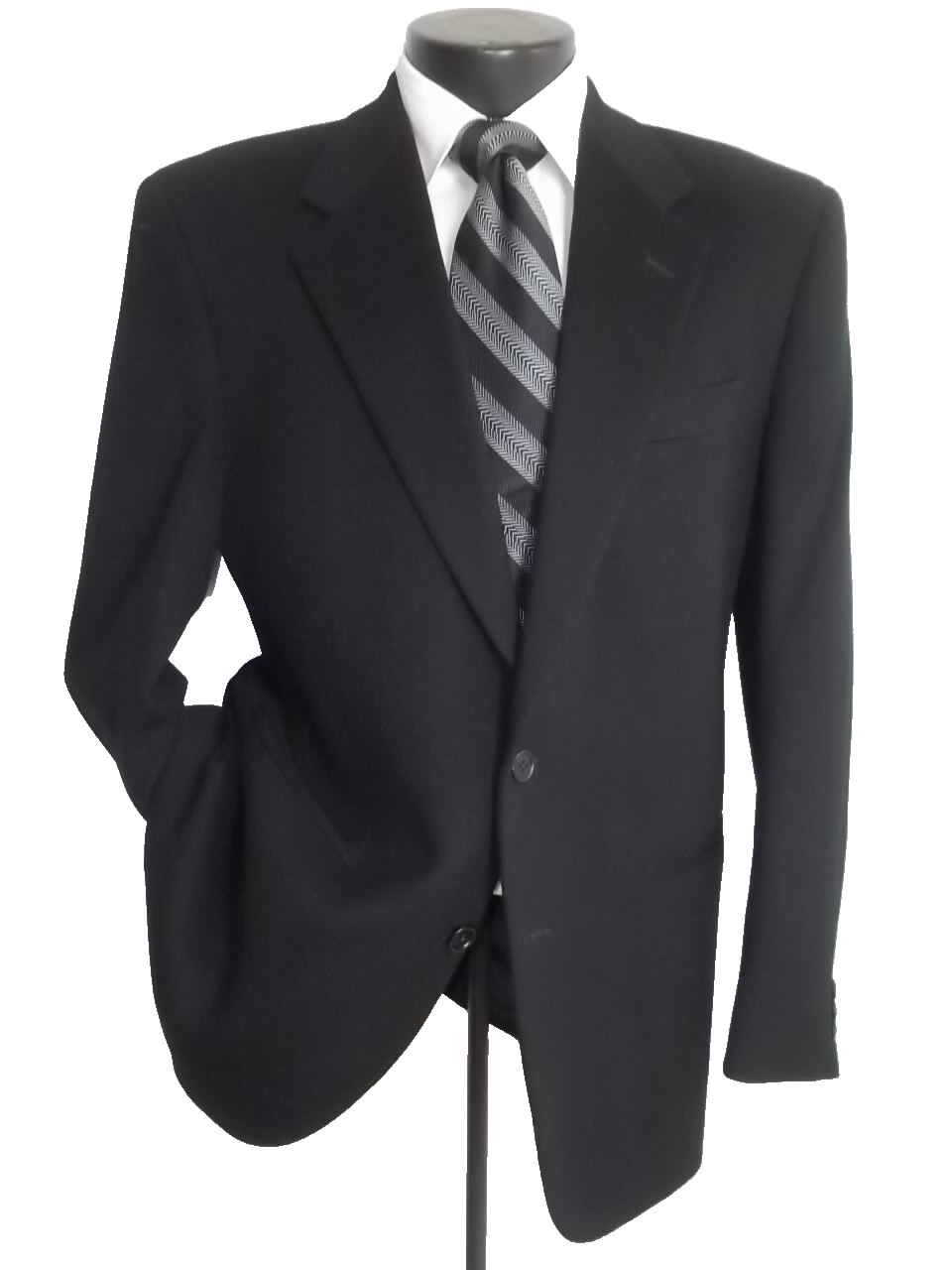 !! Lubiam Solid Black 2Button Flannel Cashmere & … - image 1