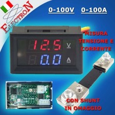 DISPLAY DIGITALE 100V 100A AMPEROMETRO+ VOLTMETRO PANNELLO DOPPIO + SHUNT TESTER