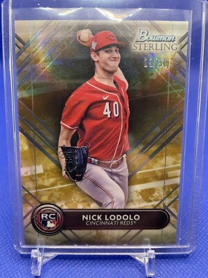 Nick Lodolo 2022 Bowman Sterling /50 Gold Refractor Rookie SP Reds