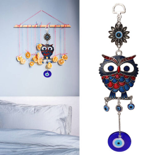 9.3in Blue Evil Eye Owl Pendant Decoration Protection Blessing Owl Amulet ◮ - Picture 1 of 12