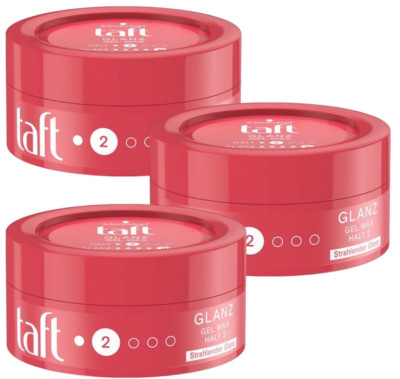  taft Glanz Gel Wax Halt 24h Halt 2 Glanz 5 leicht verteilen strahlend 3x 75ml 