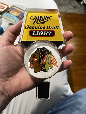 Chicago Blackhawks Miller Genuine Draft Beer Tap Man Cave Hockey Lucite 6 