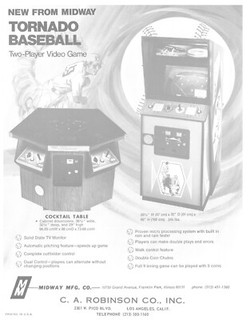 Tornado Baseball Midway Video Arcade Flyer / Brochure / Ad Excellent