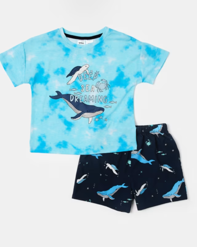 Boys size 4 Deep Sea  blue summer pyjamas pjs sleepwear  Anko NEW - Photo 1/4