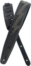 Full Grain Leather Guitar Strap with Foam Padding with Lightning Silver Rivets f