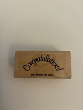 Stampin Up 1992 Congratulations Wood Mounted Rubber Stamp RS29