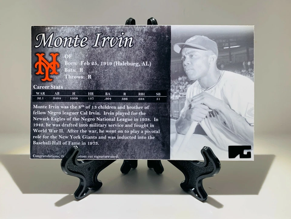 Monte Irvin HOF Custom Cut Signature Jumbo Card (3x5in) BEAUTIFUL PIECE - Image 2 of 4