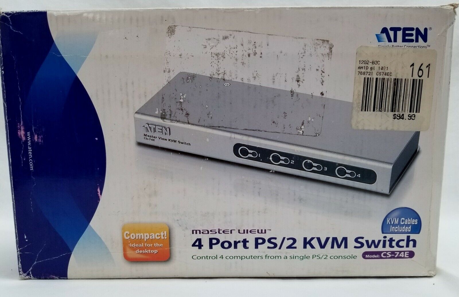 Aten CS-74E 4-port PS/2 Desktop Slim KVM Switch CS74EC
