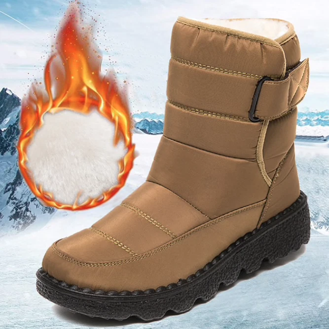 bottes neige hiver chaudes confortable pluie confortable beige