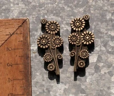 2x brass ornament bookbinding gilding bookbinder embossing Art Nouveau flower ||