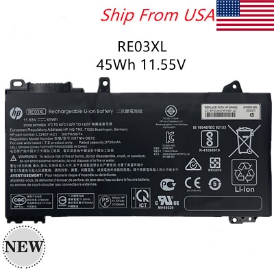 Genuine HP RE03XL Laptop Battery - For ProBook 450 G6/G7, 440 G6, 430 G6 Models