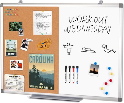 Elegant 90x60cm Dry Erase Cork Board with Magnetic Surface – Ideal for Any Space - Picture 3 of 11