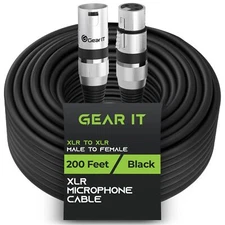 GearIT XLR to XLR Microphone Cable (200 Feet, 1 Pack)