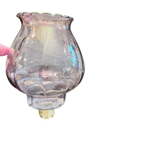Vintage Pink Rose Glass Candle Votive Holder Globe Romantic Shabby Chic Cottage - Picture 2 of 11