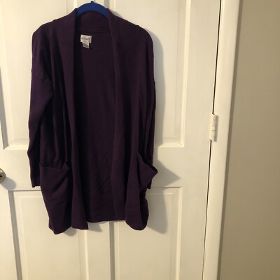 chicos size cardigan Open Front, Deep Purple Color