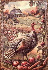 Thanksgiving Turkey Barn Corn Field Postcard Ephemera Scrapbook Journal #4268