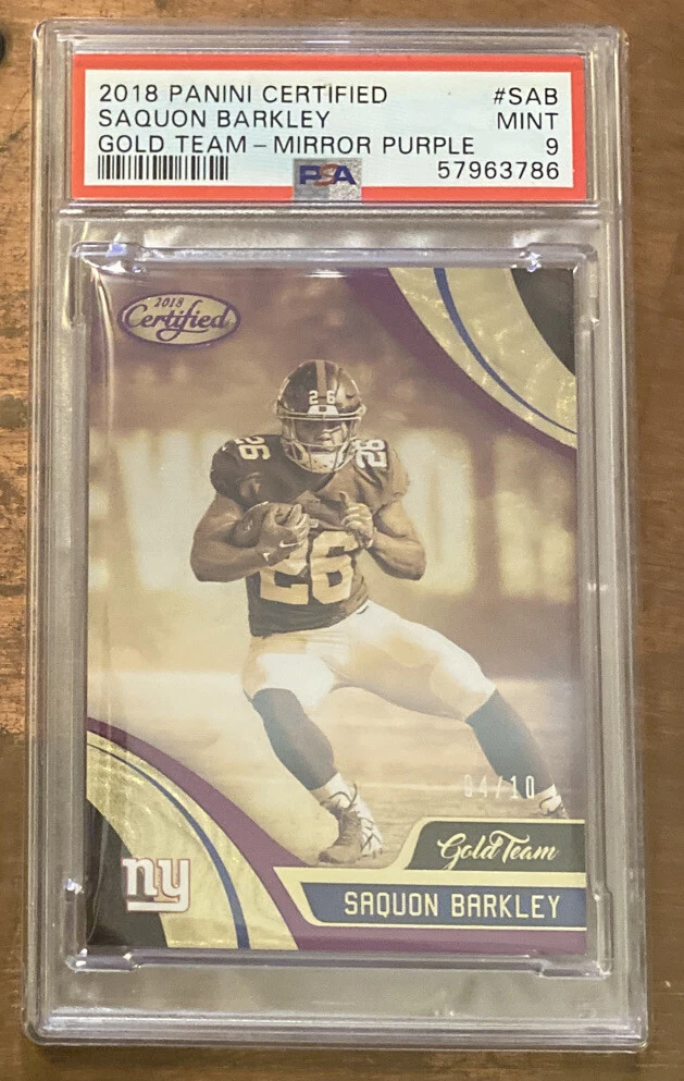 Saquon Barkley Panini Certified Gold Team #SAB Mirror Purple