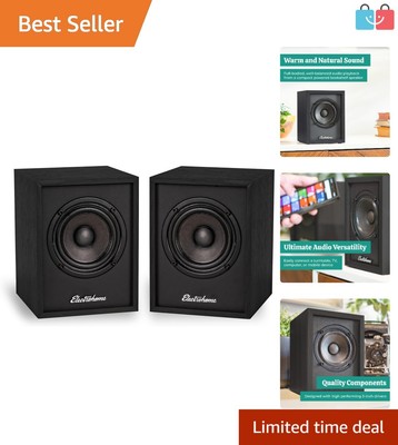 Compact Wooden Bookshelf Speakers with Built-In Amplifier for Home Audio