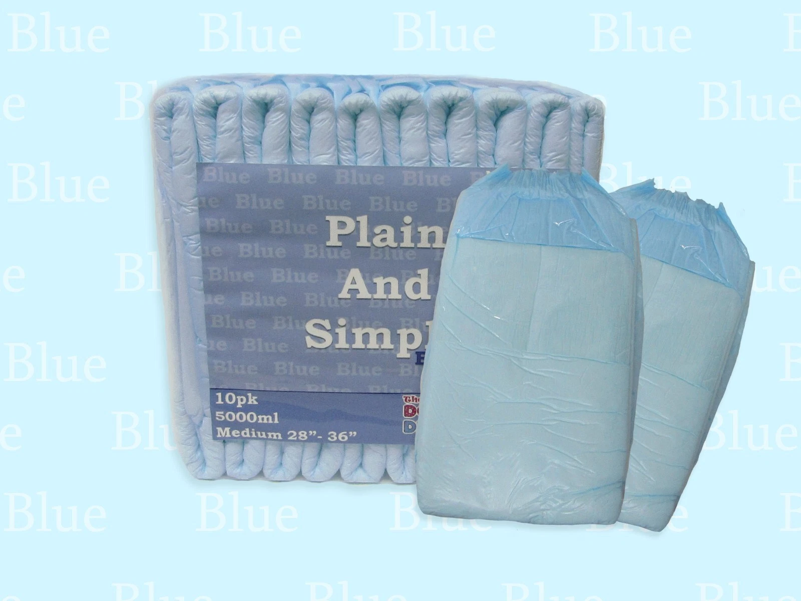 M - XL 10 Pack Adult diaper, light blue plain and simple Disposable 6000ml