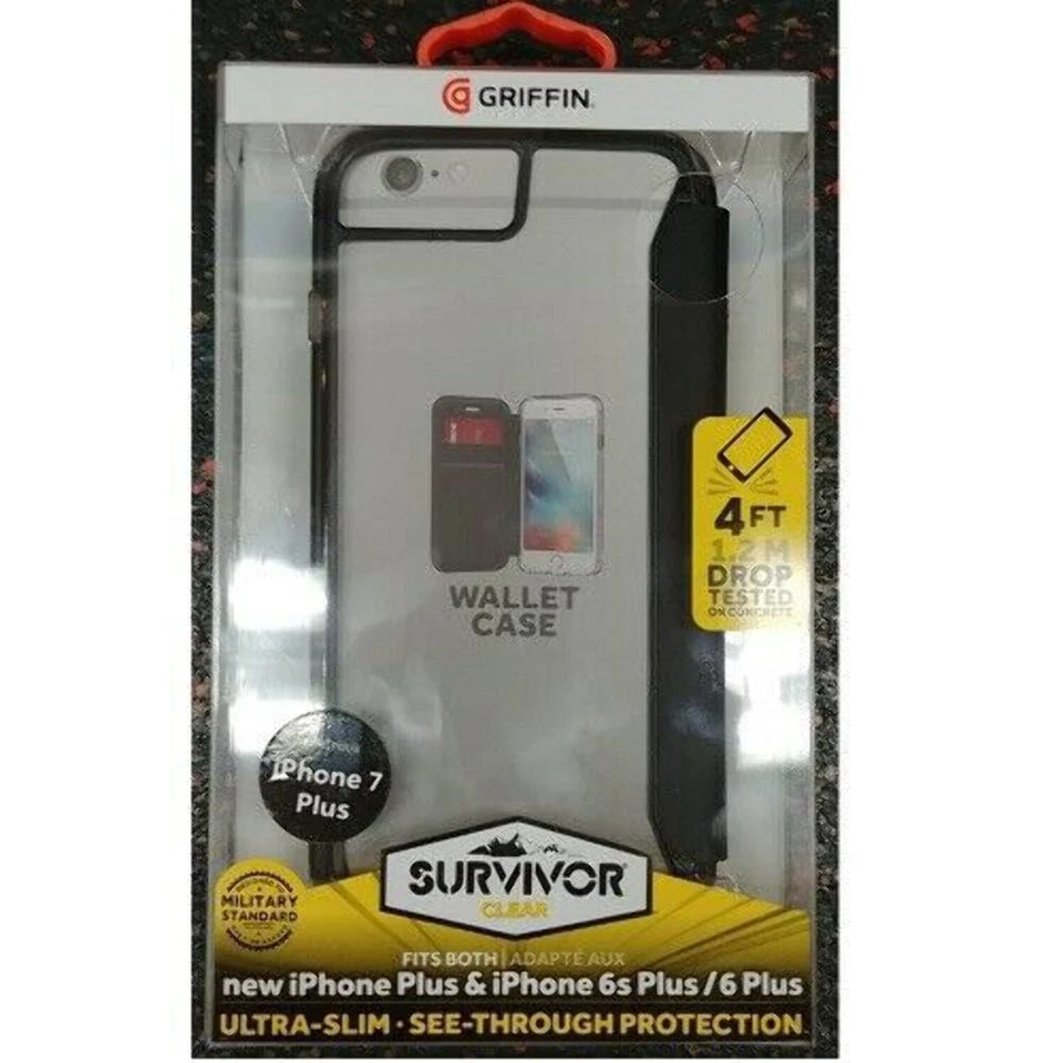 Original Griffin Survivor Clear Wallet Case for iPhone 6/6S Plus 7/8 Plus BLACK - Image 4 of 4