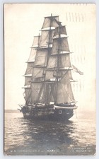 Sailing Ship Under Full Sail Real Photo Posted Postcard