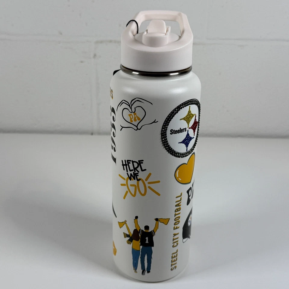 Botella de agua apagadora Pittsburgh Steelers Memory Company 34 oz Foto 4 de 4