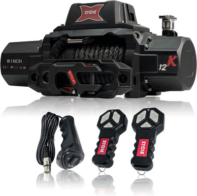 12000Lbs 12V Electric Winch with Wireless Remote & Synthetic Rope - Waterproof