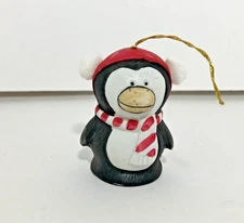 Jasco Caring Critter Chimer Penguin Bisque Porcelain Bell VTG Holiday Ornament