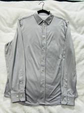 Rhone Commuter Dress Shirt Mens Medium M Solid Light Grey Performance Stretch