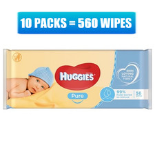 10x Packs Huggies Pure Baby Wipes Baby Wet Wipes - 560 Wipes Total