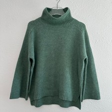 Wrap London Mock Neck Sweater Womens 4 Green Baby Alpaca Merino Wool Blend