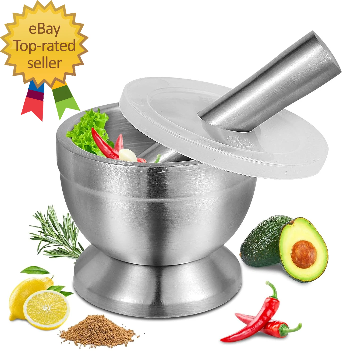 18/8 (304) Stainless Steel Mortar and Pestle Set Mortar and Pestle with Non-Slip
