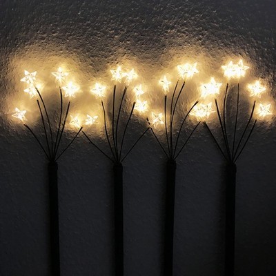 4er Set LED-Gartenleuchtstäbe 24 Sterne warm-weiß Sternenstäbe batteriebetrieben