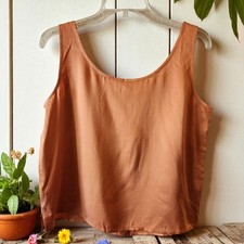 Eileen Fisher Silk Charmeuse Pumpkin Skinny Strap Tank SZ Medium NWT