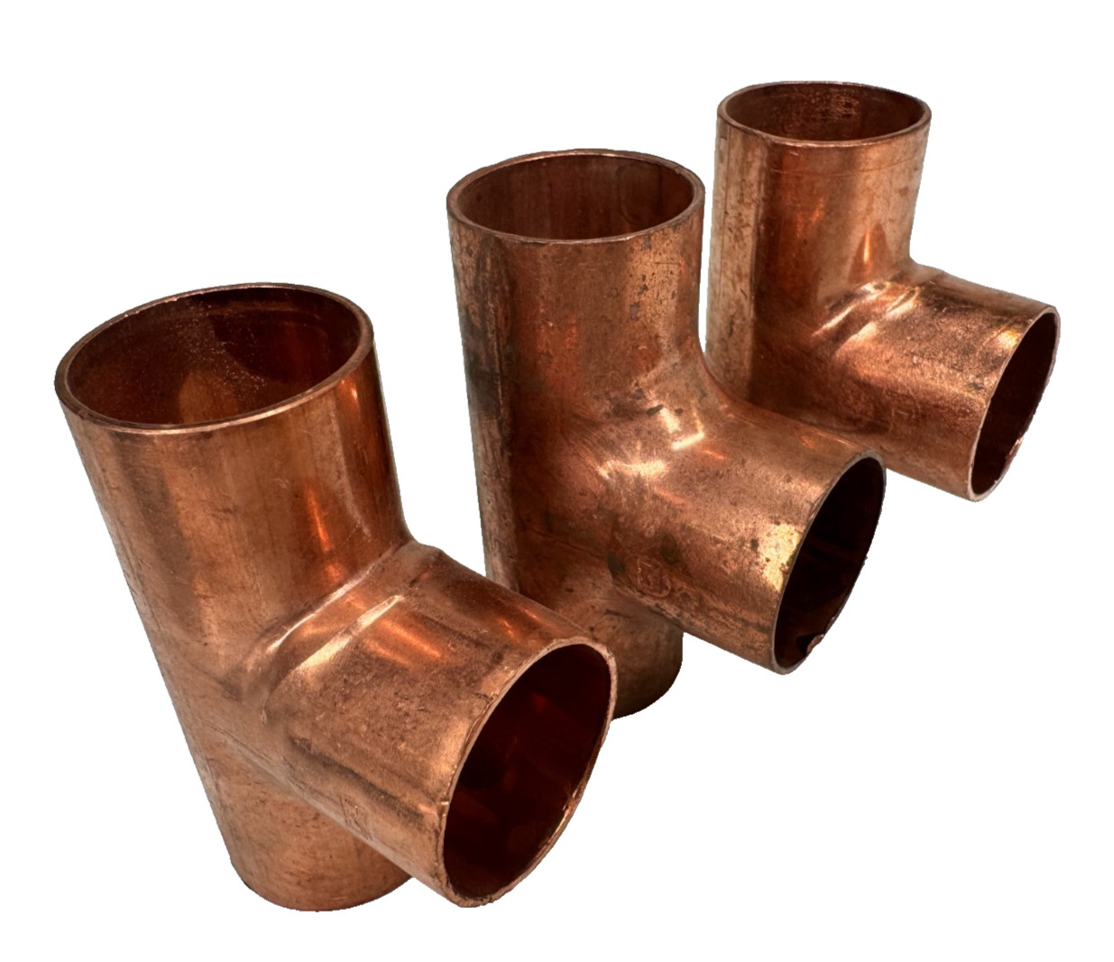 (3-PACK) MUELLER Straight Tee 1" x 1" x 1" CTS Solder Joint Copper Sweat Fitting