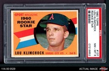1960 Topps #137 Lou Klimchock RC Star Athletics RC PSA 8 - NM/MT