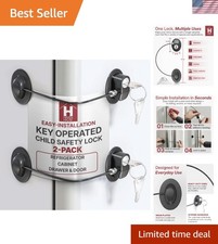 Durable Key-Operated Safety Lock for Refrigerators Cabinets - 2-Pack for Home