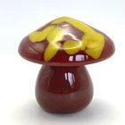 Vintage Blenko (?) Red and Yellow Glass Mushroom Paperweight Heavy Hippie Boho