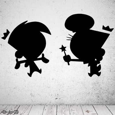 Wandtattoo Cosmo und Wanda Silhouette