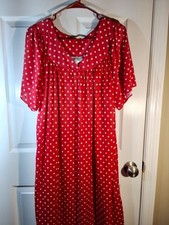 Anthony Richards House Dress 1X Red W White Polka Dots, Pockets Casual Roomy