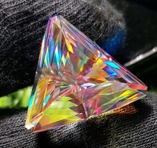 50 Ct EGL Certified Natural Trillion Cut Rainbow Mystic Quartz Loose Gemstone